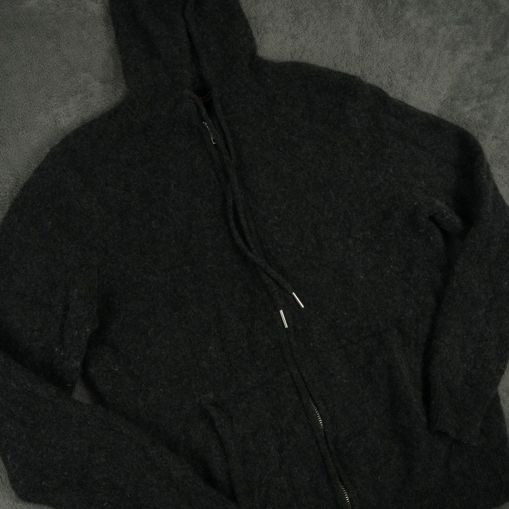 Quince Mongolian Cashmere Full-Zip Hoodie Womens Size L Charcoal Gray